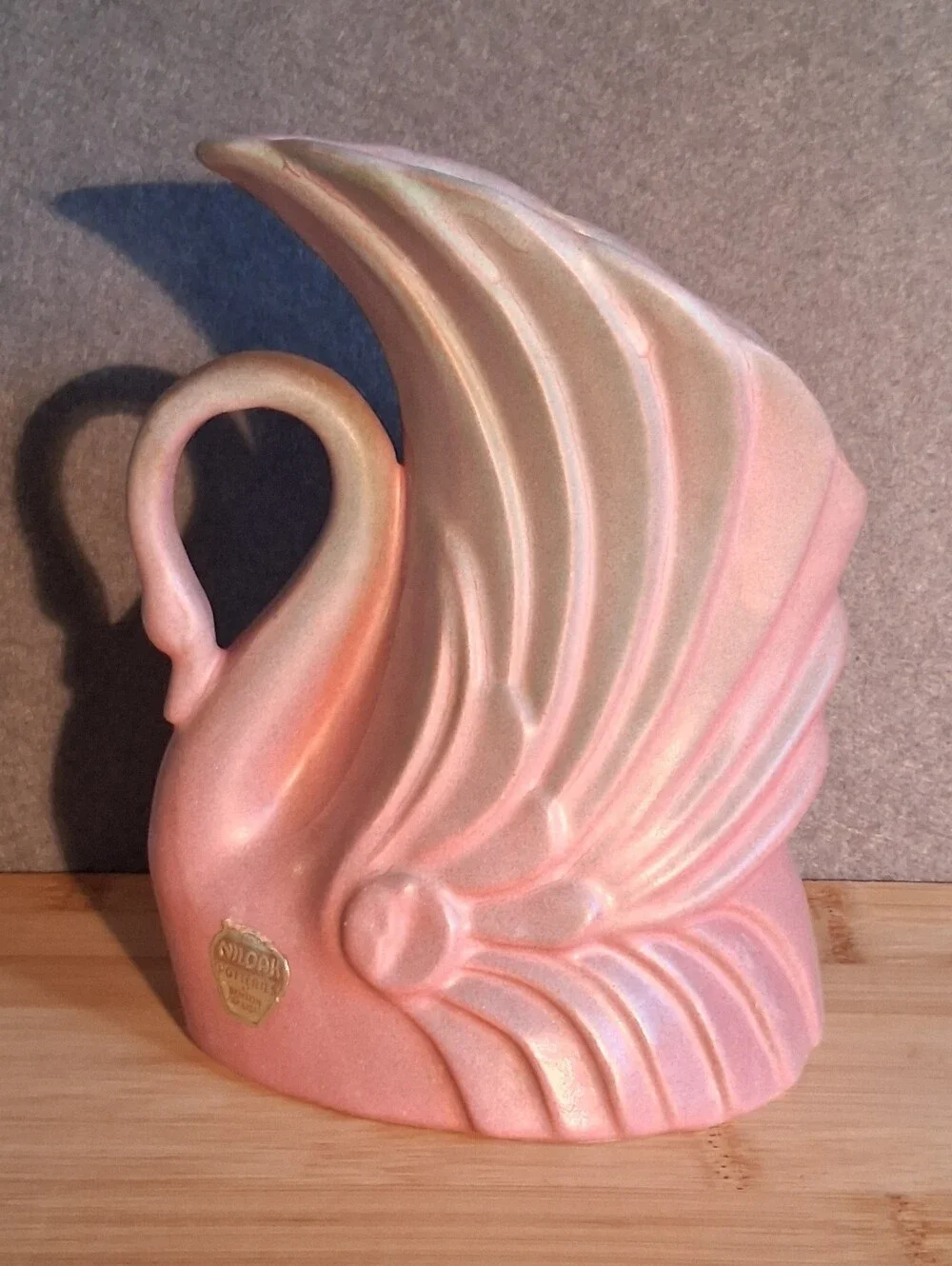Vintage Niloak Pottery Dusty Pink Swan Vase Planter Circa 1920’s-40’s
